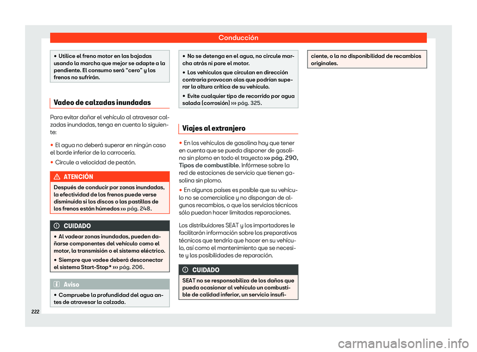 Seat Arona 2020  Manual de instrucciones (in Spanish) Conducción
