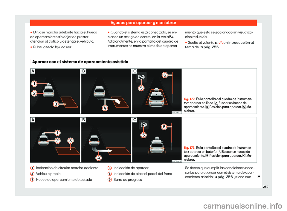 Seat Arona 2020  Manual de instrucciones (in Spanish) Ayudas para aparcar y maniobrar
