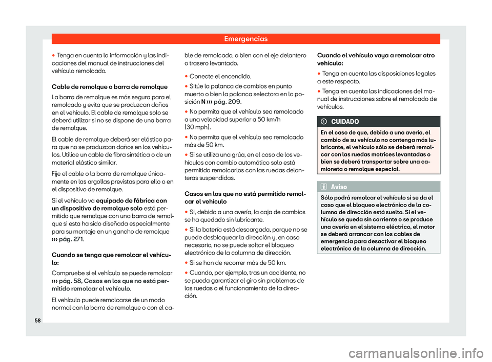 Seat Arona 2020  Manual de instrucciones (in Spanish) Emergencias
