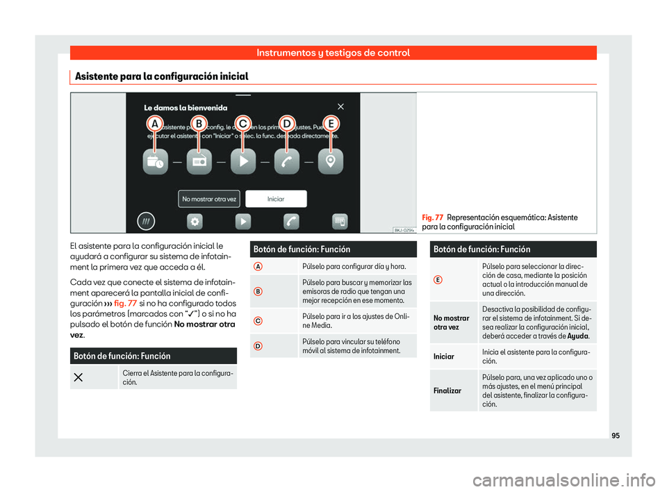 Seat Arona 2020  Manual de instrucciones (in Spanish) Instrumentos y testigos de control
Asistente para la configuraci