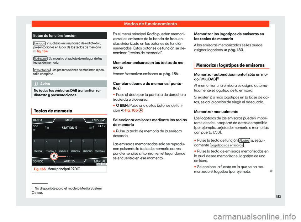 Seat Arona 2019  Manual de instrucciones (in Spanish) Modos de funcionamiento
Bot