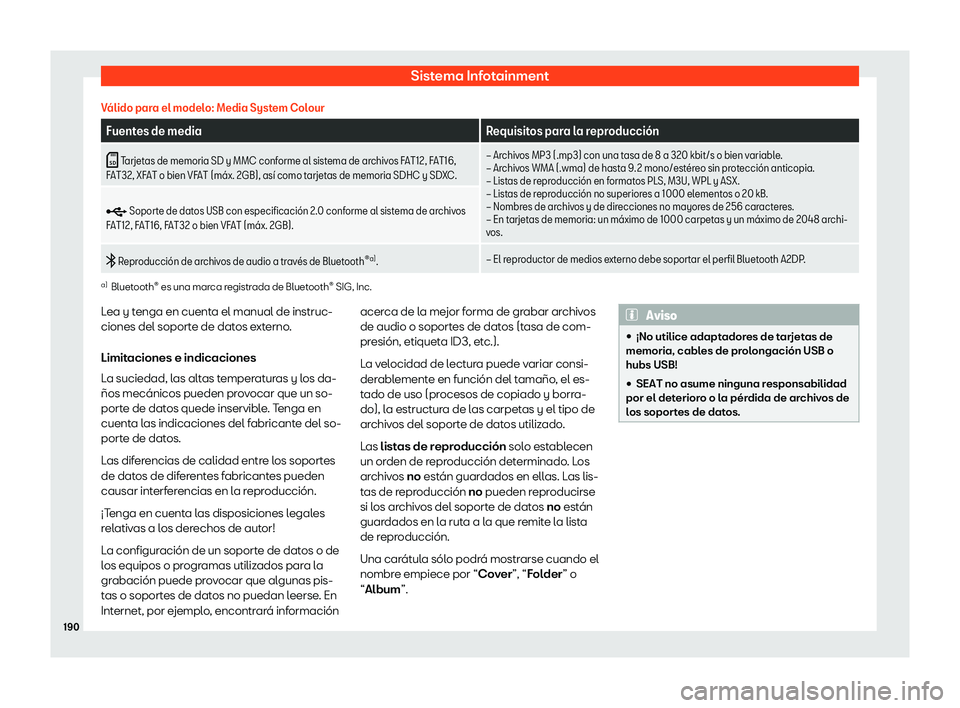 Seat Arona 2019  Manual de instrucciones (in Spanish) Sistema Infotainment
V