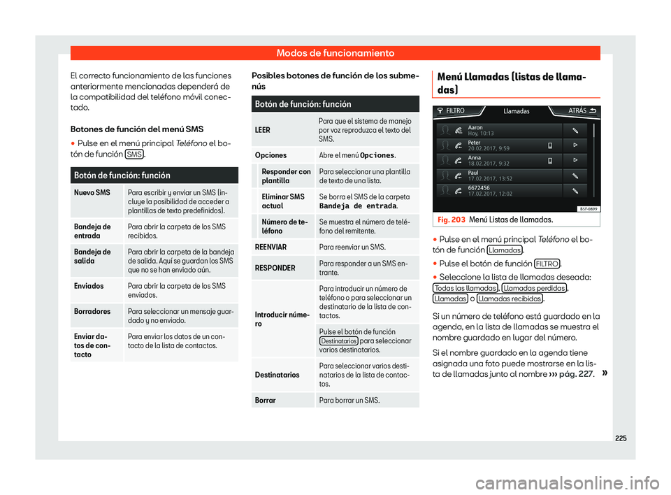 Seat Arona 2019  Manual de instrucciones (in Spanish) Modos de funcionamiento
El correcto funcionamiento de las funciones
ant eriorment
e mencionadas depender 