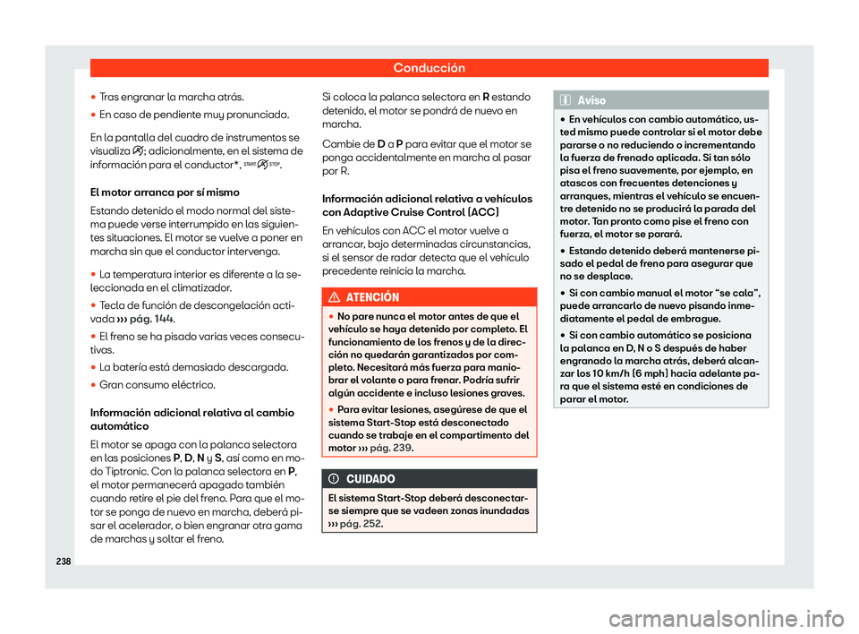 Seat Arona 2019  Manual de instrucciones (in Spanish) Conducci