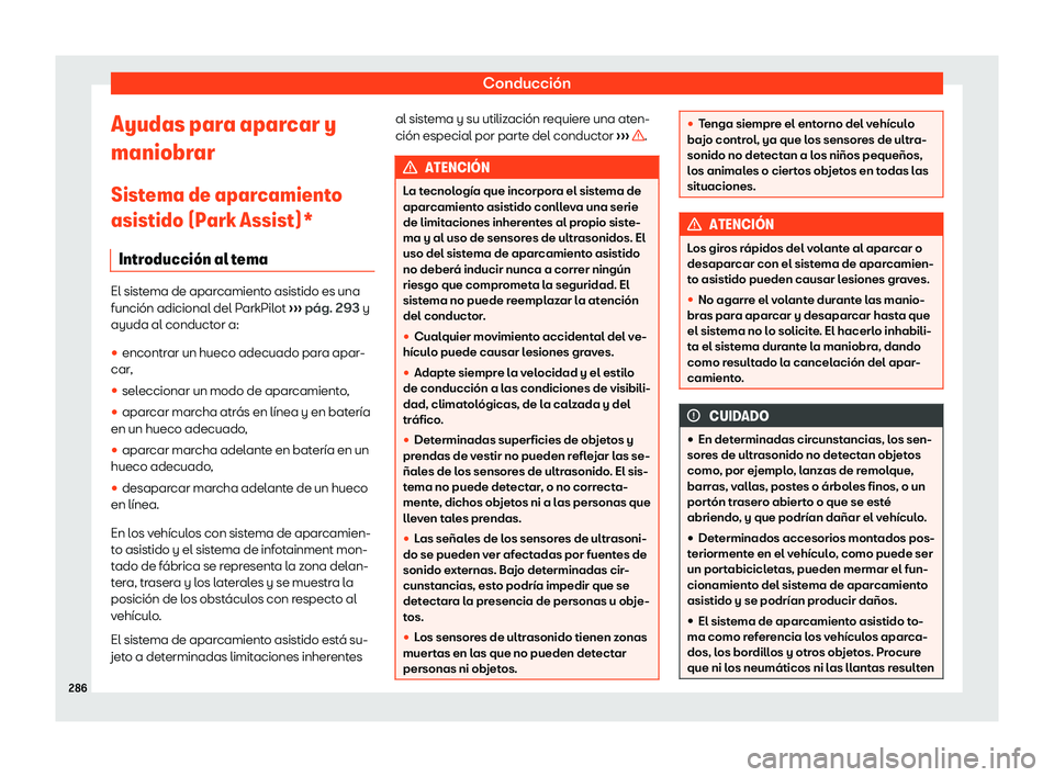 Seat Arona 2019  Manual de instrucciones (in Spanish) Conducci