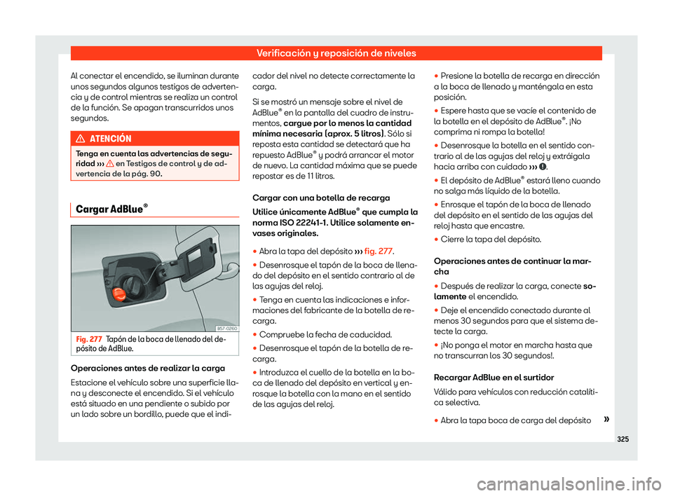 Seat Arona 2019  Manual de instrucciones (in Spanish) Verificaci