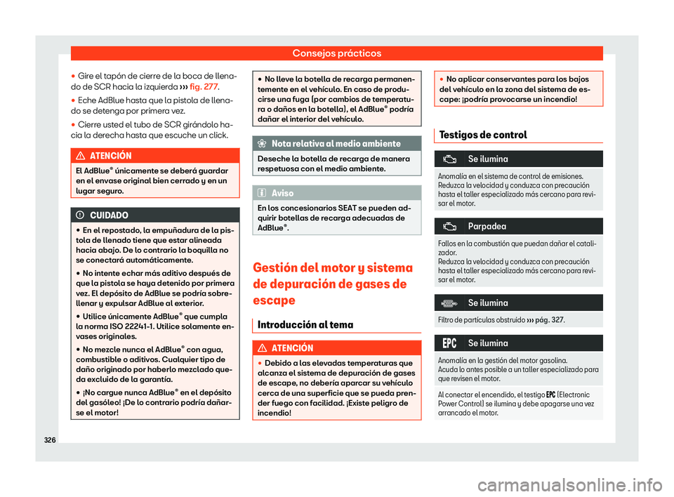 Seat Arona 2019  Manual de instrucciones (in Spanish) Consejos pr