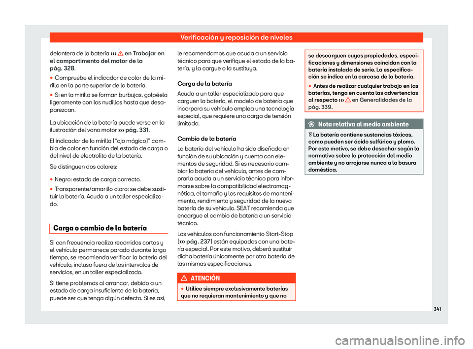 Seat Arona 2019  Manual de instrucciones (in Spanish) Verificaci