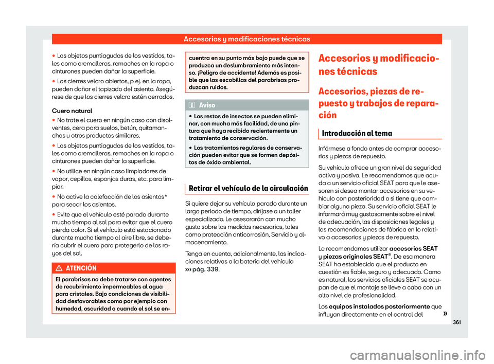 Seat Arona 2019  Manual de instrucciones (in Spanish) Accesorios y modificaciones t