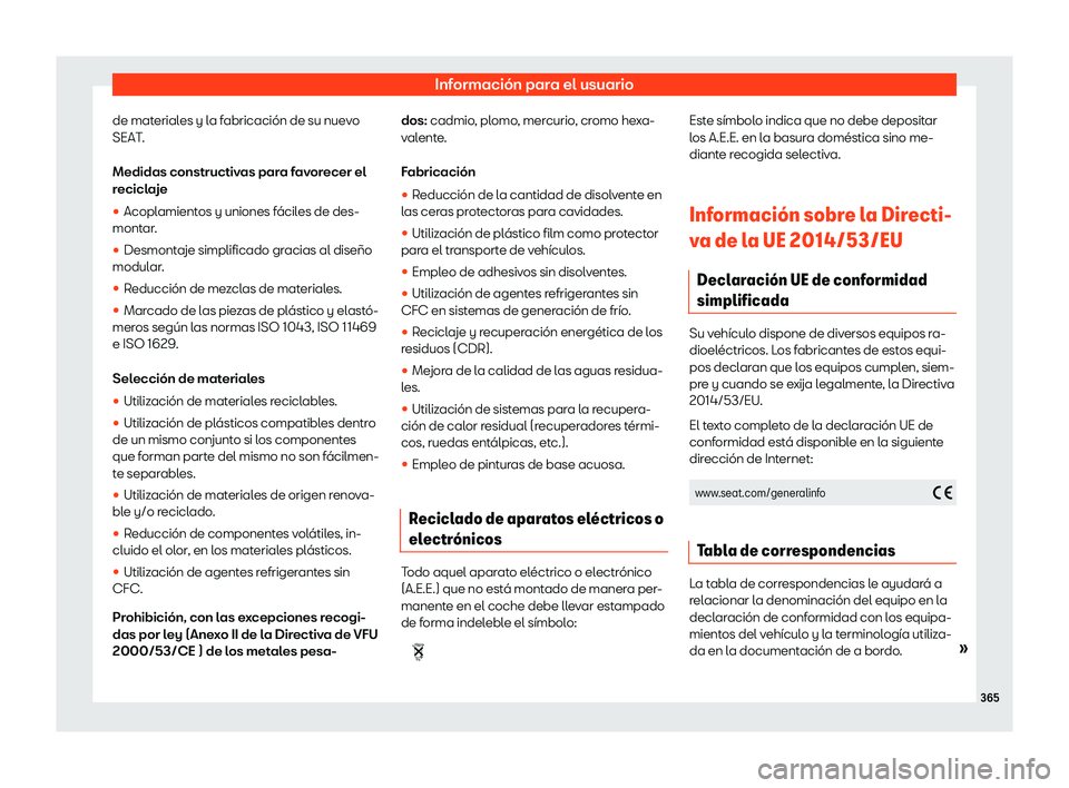 Seat Arona 2019  Manual de instrucciones (in Spanish) Informaci