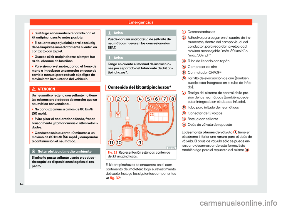 Seat Arona 2019  Manual de instrucciones (in Spanish) Emergencias
