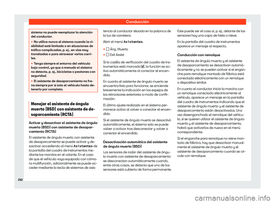 Seat Arona 2018  Manual de instrucciones (in Spanish) Conducci