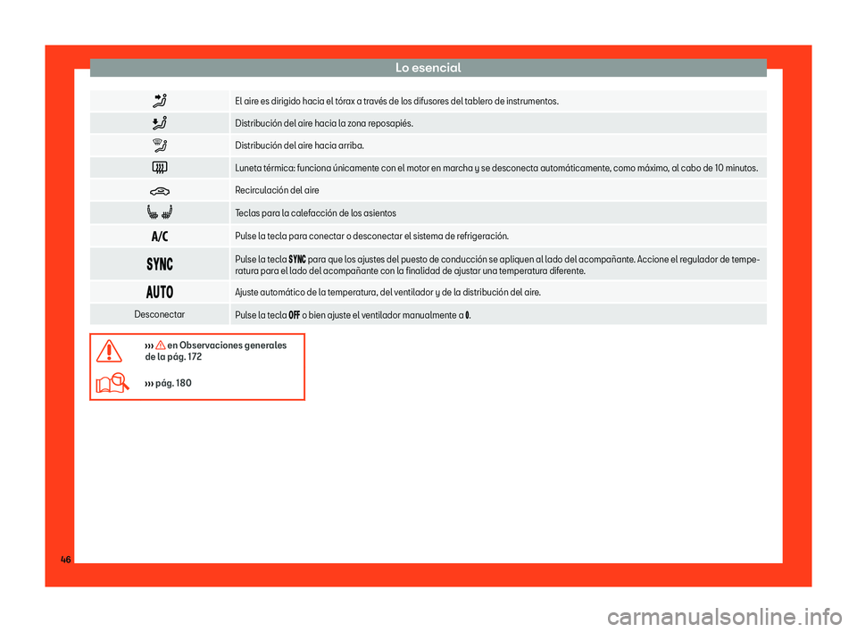 Seat Arona 2018  Manual de instrucciones (in Spanish) Lo esencial
�
El aire es dirigido hacia el t