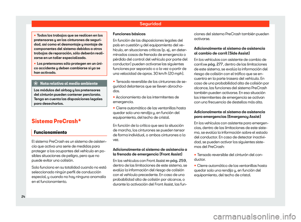 Seat Ateca 2020  Manual de instrucciones (in Spanish) Seguridad
