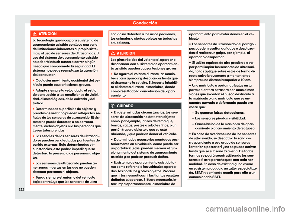 Seat Ateca 2020  Manual de instrucciones (in Spanish) Conducción
ATENCI