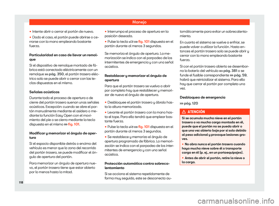 Seat Ateca 2019  Manual de instrucciones (in Spanish) Manejo
