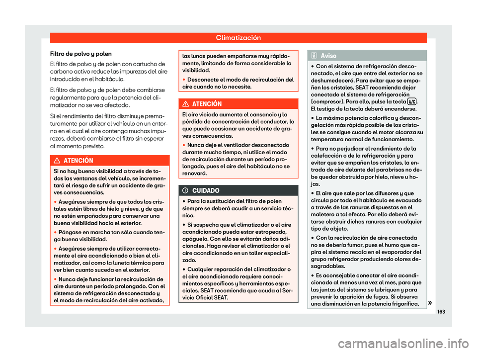 Seat Ateca 2019  Manual de instrucciones (in Spanish) Climatizaci