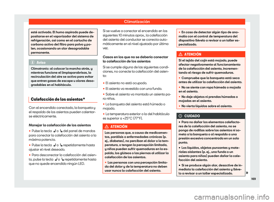 Seat Ateca 2019  Manual de instrucciones (in Spanish) Climatizaci