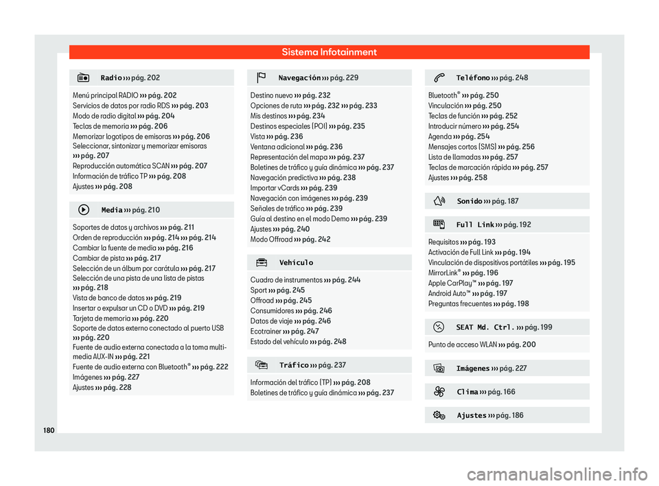 Seat Ateca 2019  Manual de instrucciones (in Spanish) Sistema Infotainment
�
�R�a�d�i�o
 

