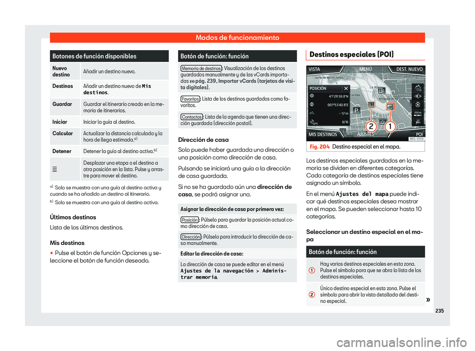 Seat Ateca 2019 Manual de instrucciones (in Spanish) Modos de funcionamiento
Botones de funci Seat Ateca 2019 Manual de instrucciones (in Spanish) Modos de funcionamiento
Botones de funci