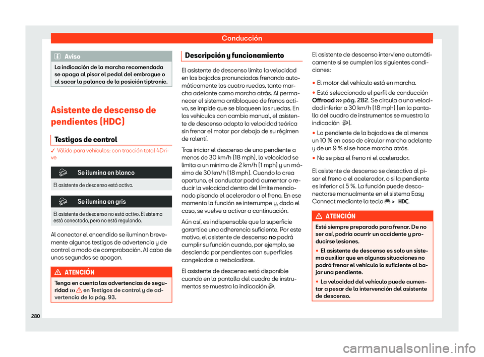 Seat Ateca 2019 Manual de instrucciones (in Spanish) Conducci Seat Ateca 2019 Manual de instrucciones (in Spanish) Conducci