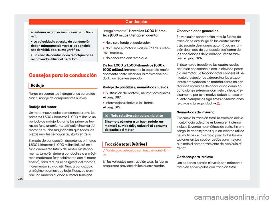 Seat Ateca 2019 Manual de instrucciones (in Spanish) Conducci Seat Ateca 2019 Manual de instrucciones (in Spanish) Conducci