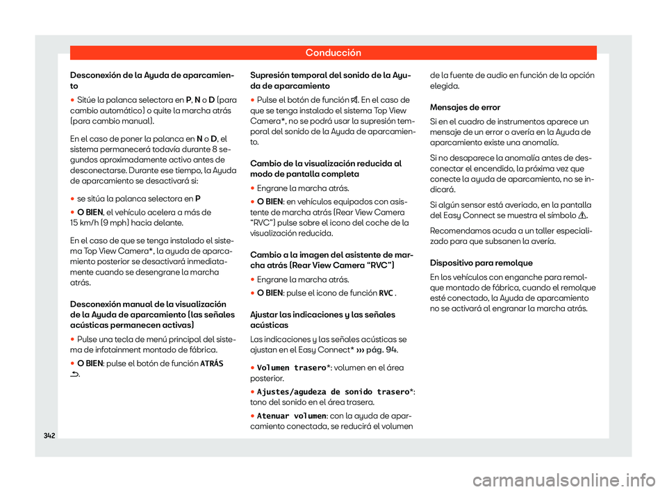 Seat Ateca 2019 Manual de instrucciones (in Spanish) Conducci Seat Ateca 2019 Manual de instrucciones (in Spanish) Conducci