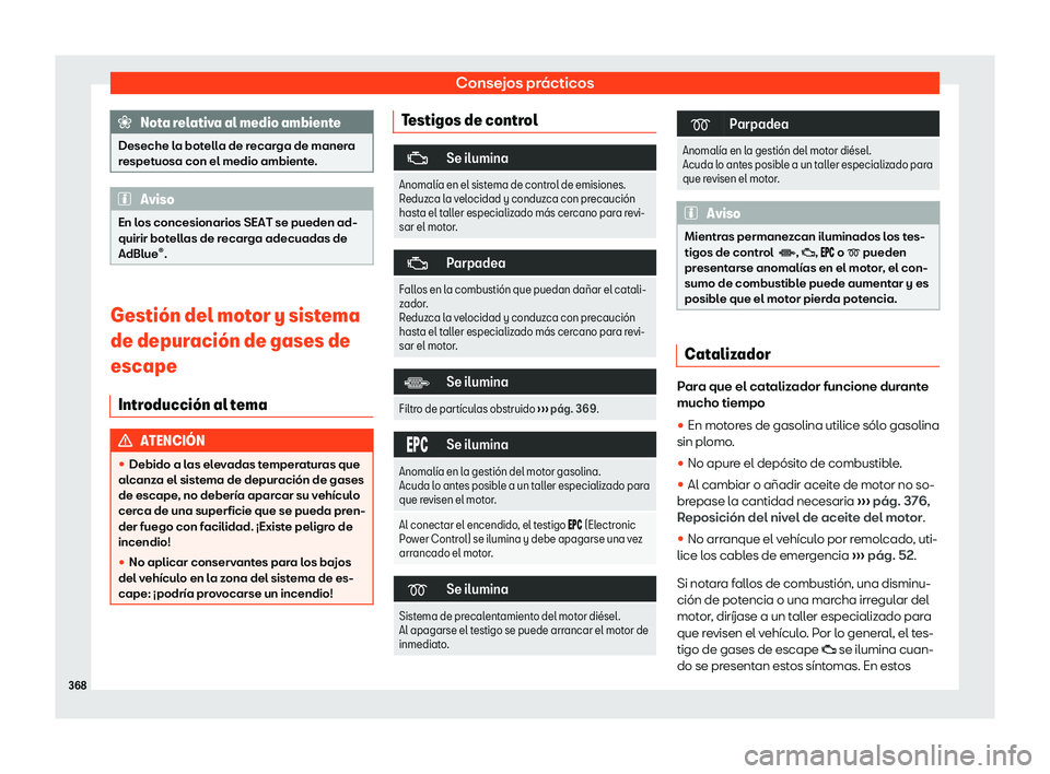 Seat Ateca 2019 Manual de instrucciones (in Spanish) Consejos pr Seat Ateca 2019 Manual de instrucciones (in Spanish) Consejos pr