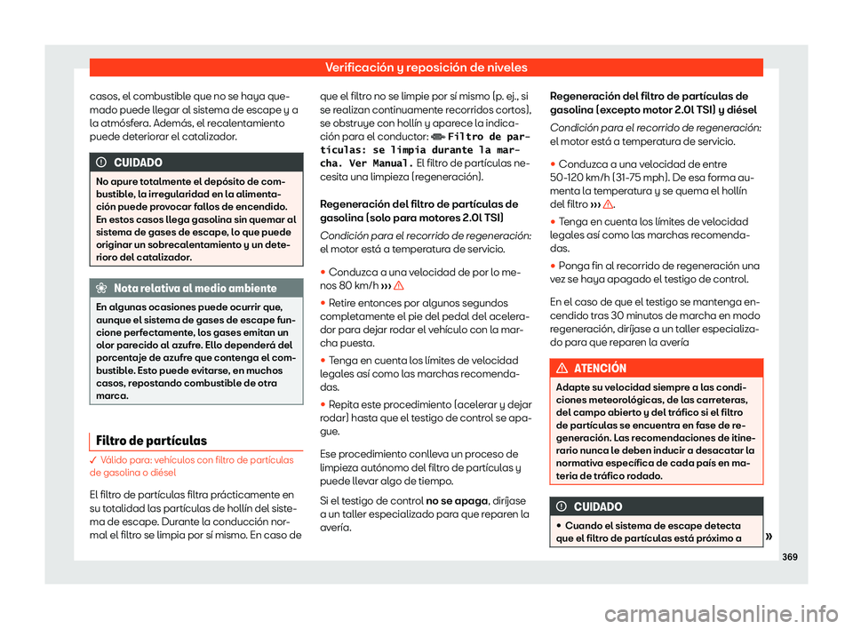 Seat Ateca 2019 Manual de instrucciones (in Spanish) Verificaci Seat Ateca 2019 Manual de instrucciones (in Spanish) Verificaci