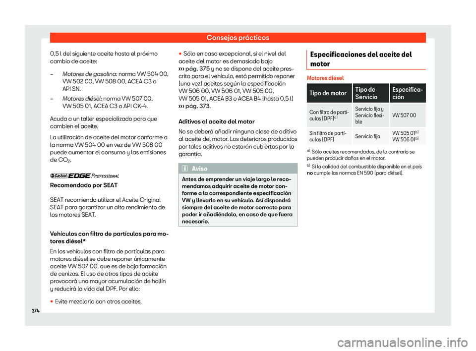 Seat Ateca 2019 Manual de instrucciones (in Spanish) Consejos pr Seat Ateca 2019 Manual de instrucciones (in Spanish) Consejos pr