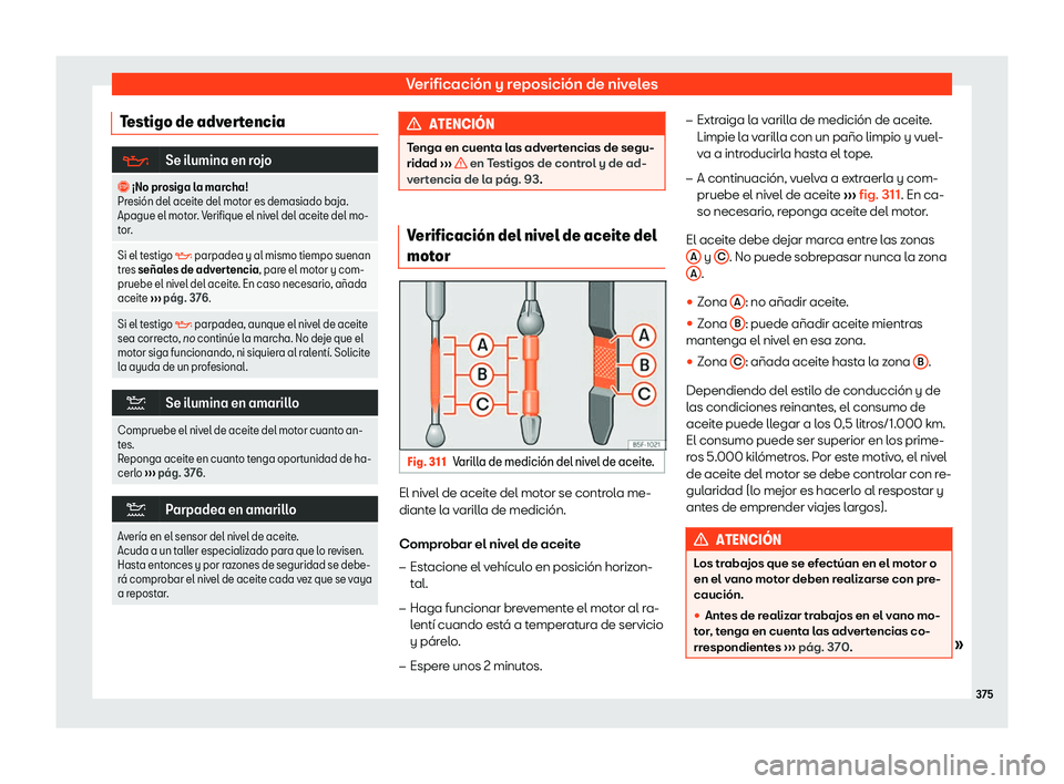 Seat Ateca 2019 Manual de instrucciones (in Spanish) Verificaci Seat Ateca 2019 Manual de instrucciones (in Spanish) Verificaci