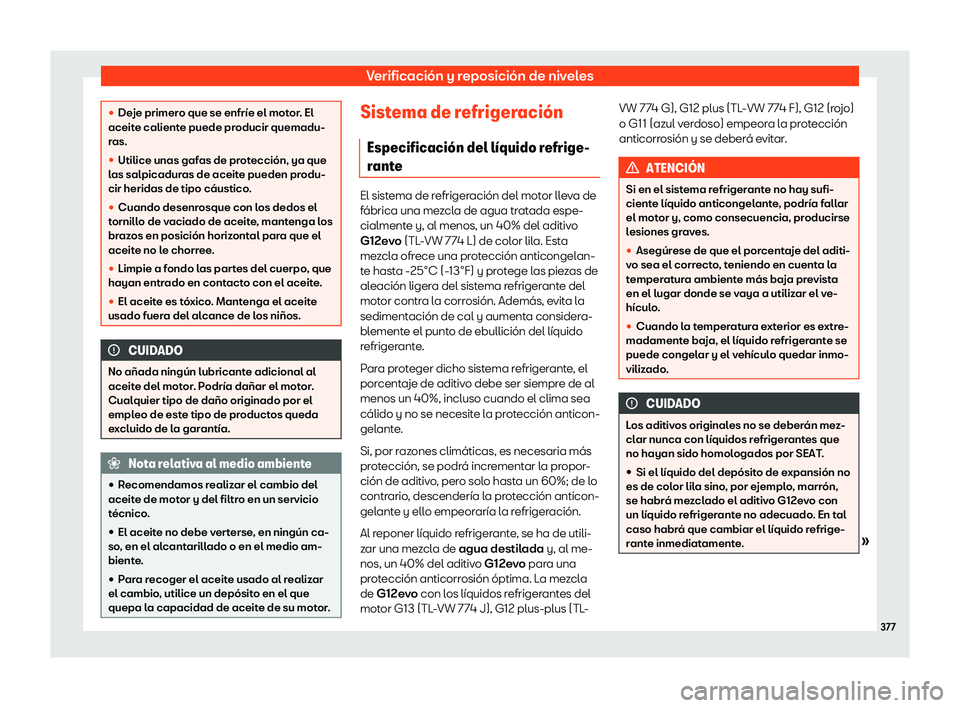 Seat Ateca 2019 Manual de instrucciones (in Spanish) Verificaci Seat Ateca 2019 Manual de instrucciones (in Spanish) Verificaci