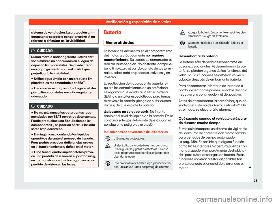 Seat Ateca 2019 Manual de instrucciones (in Spanish) Verificaci Seat Ateca 2019 Manual de instrucciones (in Spanish) Verificaci