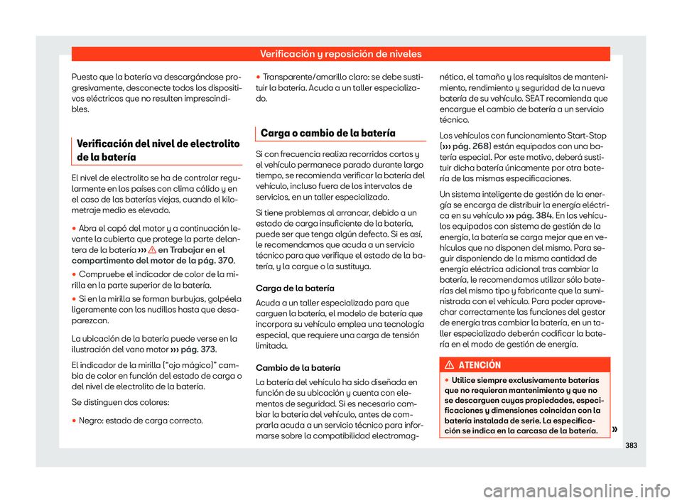Seat Ateca 2019 Manual de instrucciones (in Spanish) Verificaci Seat Ateca 2019 Manual de instrucciones (in Spanish) Verificaci