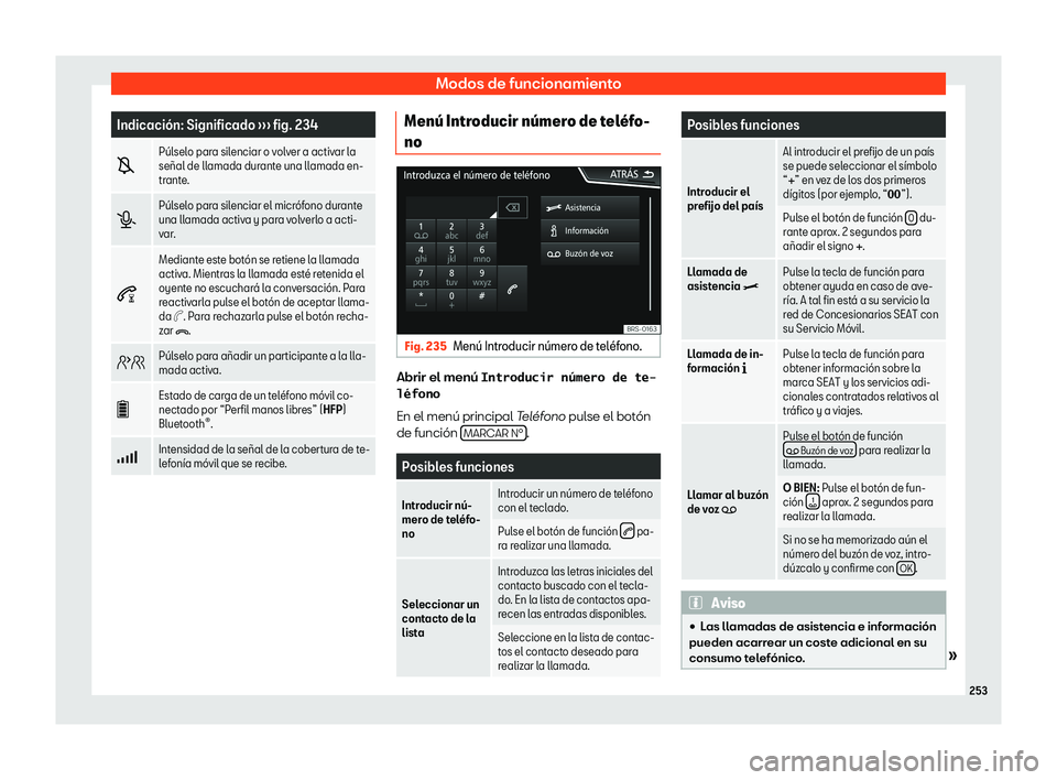 Seat Ateca 2018  Manual de instrucciones (in Spanish) Modos de funcionamiento
Indicaci