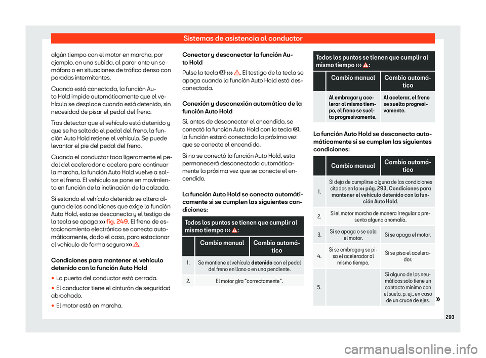 Seat Ateca 2018  Manual de instrucciones (in Spanish) Sistemas de asistencia al conductor
alg