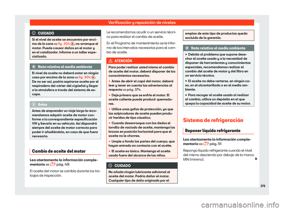 Seat Ateca 2018  Manual de instrucciones (in Spanish) Verificaci