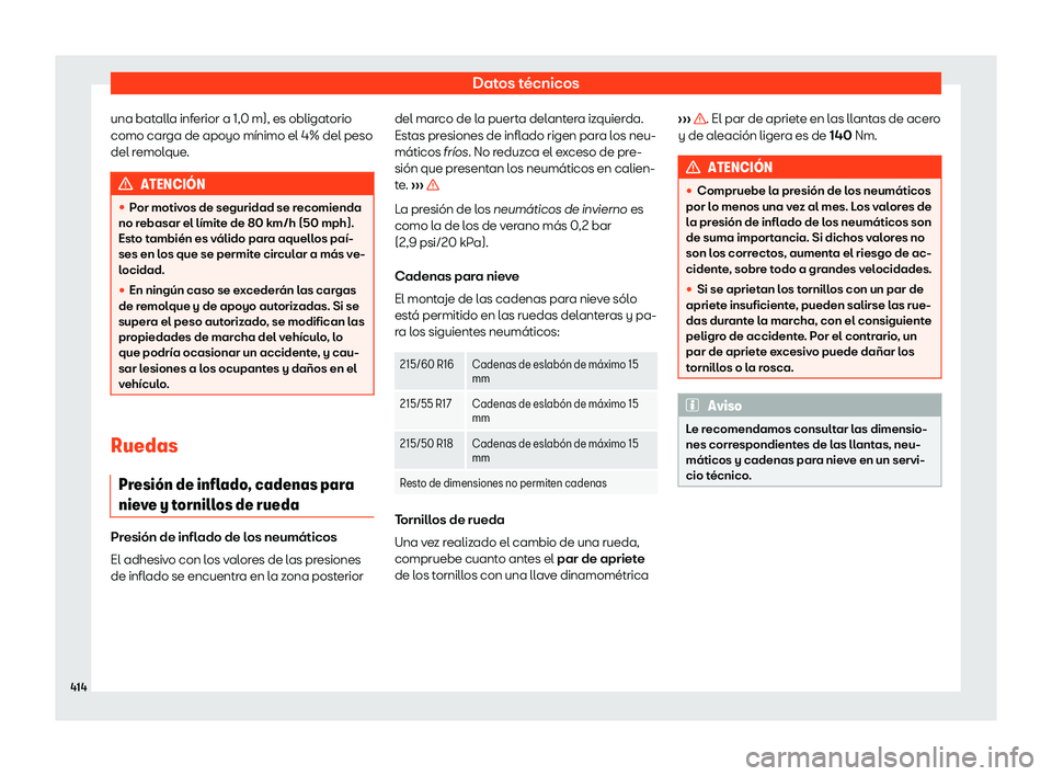 Seat Ateca 2018  Manual de instrucciones (in Spanish) Datos t