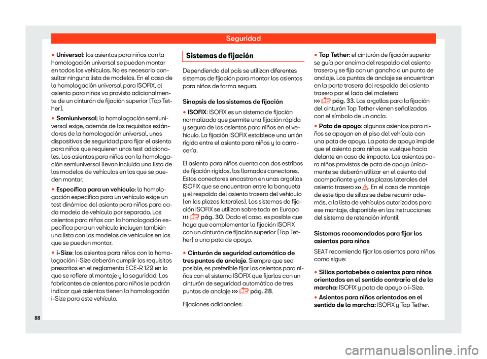 Seat Ateca 2018  Manual de instrucciones (in Spanish) Seguridad

