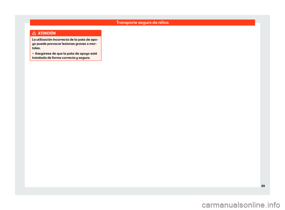 Seat Ateca 2018  Manual de instrucciones (in Spanish) Transporte seguro de ni