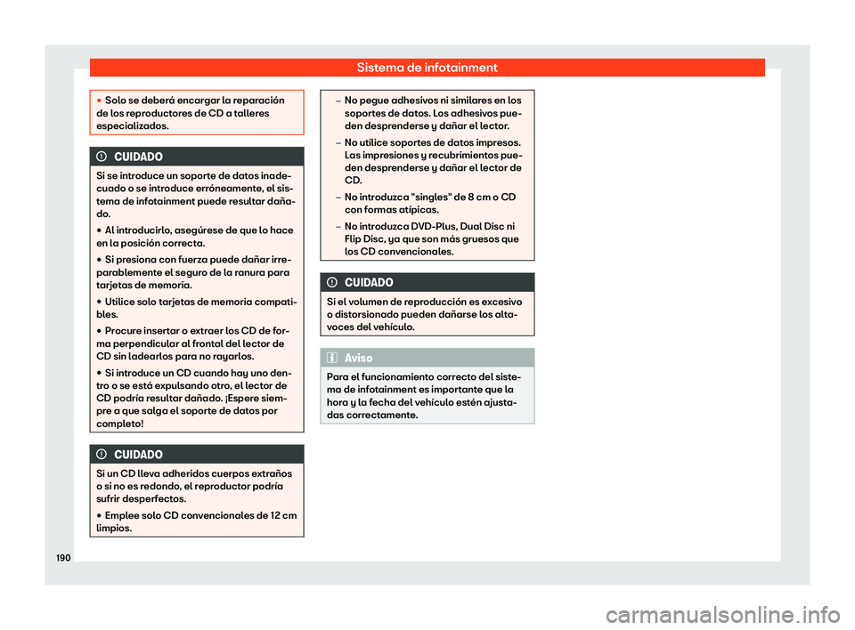Seat Alhambra 2020  Manual de instrucciones (in Spanish) Sistema de infotainment
