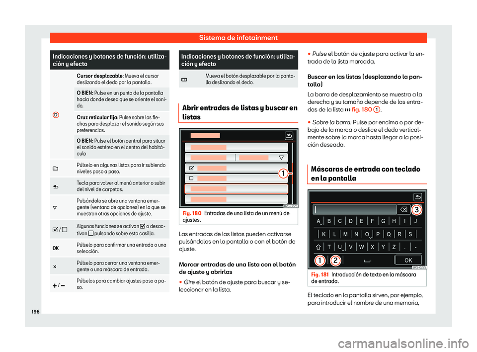Seat Alhambra 2020  Manual de instrucciones (in Spanish) Sistema de infotainment
Indicaciones y botones de funci