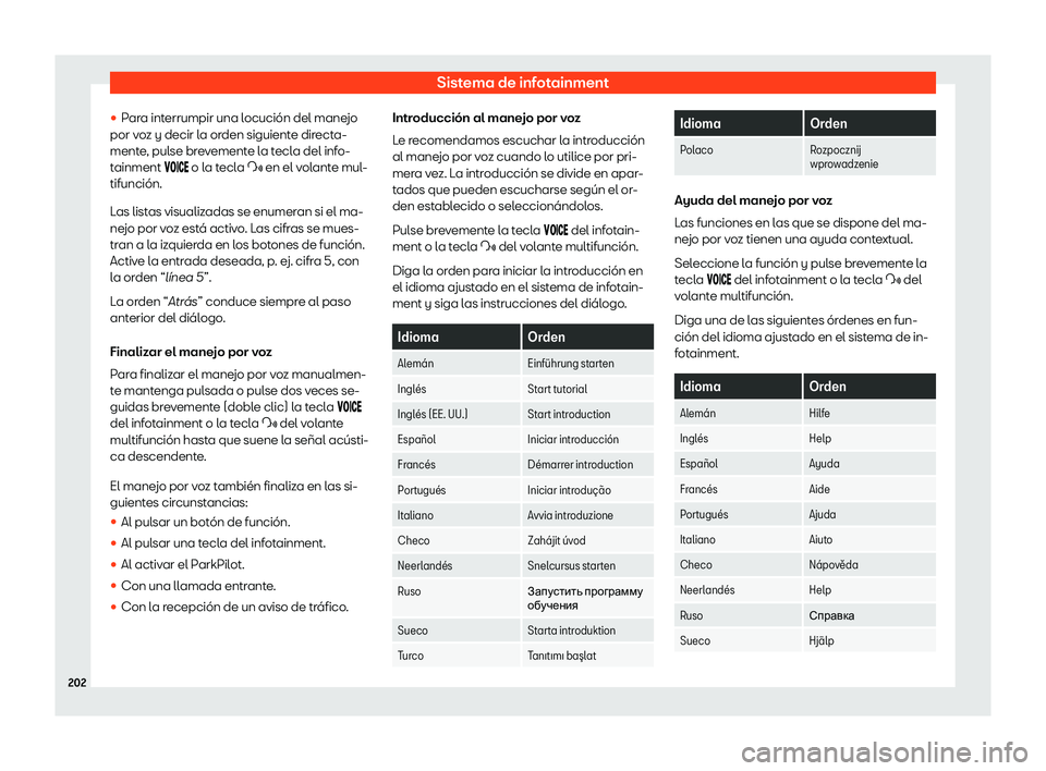 Seat Alhambra 2020  Manual de instrucciones (in Spanish) Sistema de infotainment

