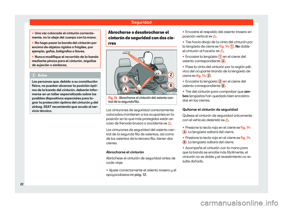 Seat Alhambra 2020  Manual de instrucciones (in Spanish) Seguridad
