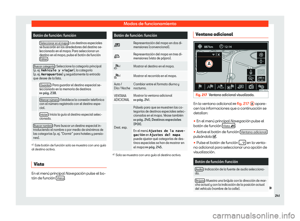 Seat Alhambra 2020 Manual de instrucciones (in Spanish) Modos de funcionamiento
Bot Seat Alhambra 2020 Manual de instrucciones (in Spanish) Modos de funcionamiento
Bot