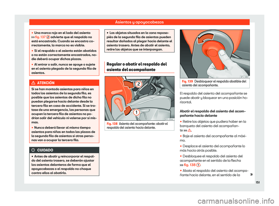 Seat Alhambra 2019  Manual de instrucciones (in Spanish) Asientos y apoyacabezas
