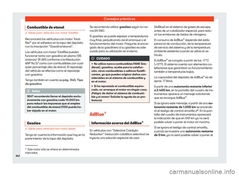 Seat Alhambra 2019  Manual de instrucciones (in Spanish) Consejos pr