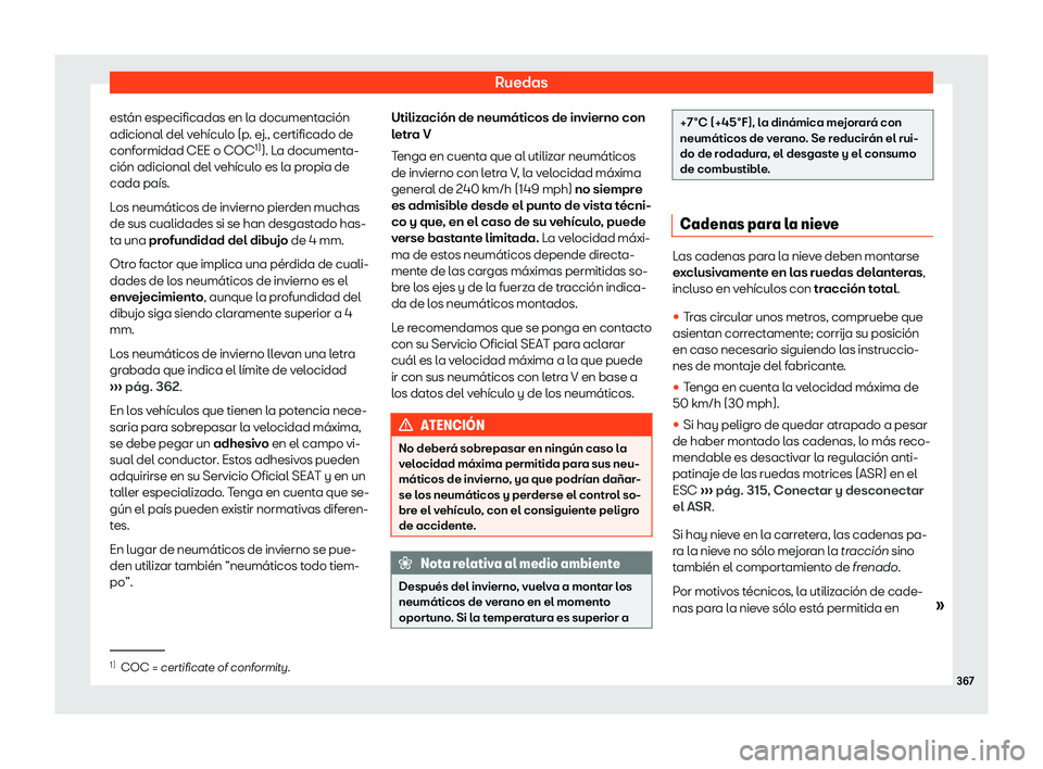 Seat Alhambra 2019  Manual de instrucciones (in Spanish) Ruedas
est