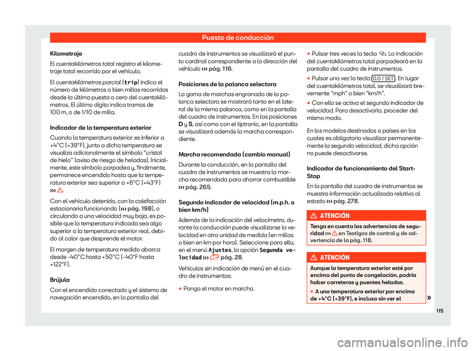 Seat Alhambra 2018  Manual de instrucciones (in Spanish) Puesto de conducci