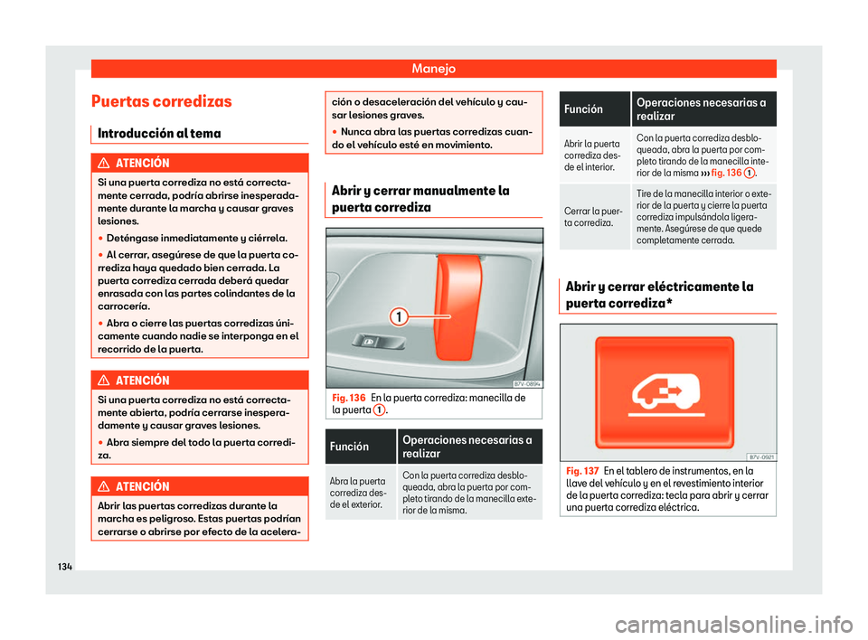 Seat Alhambra 2018  Manual de instrucciones (in Spanish) Manejo
Puertas corredizas Intr oducci